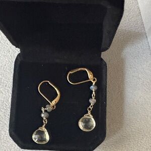 Chic Gold and pale blue Dangle Earrings